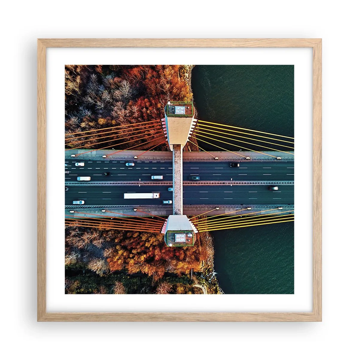 Pôster com moldura de carvalho claro - Além das águas, além das florestas - 50x50 cm