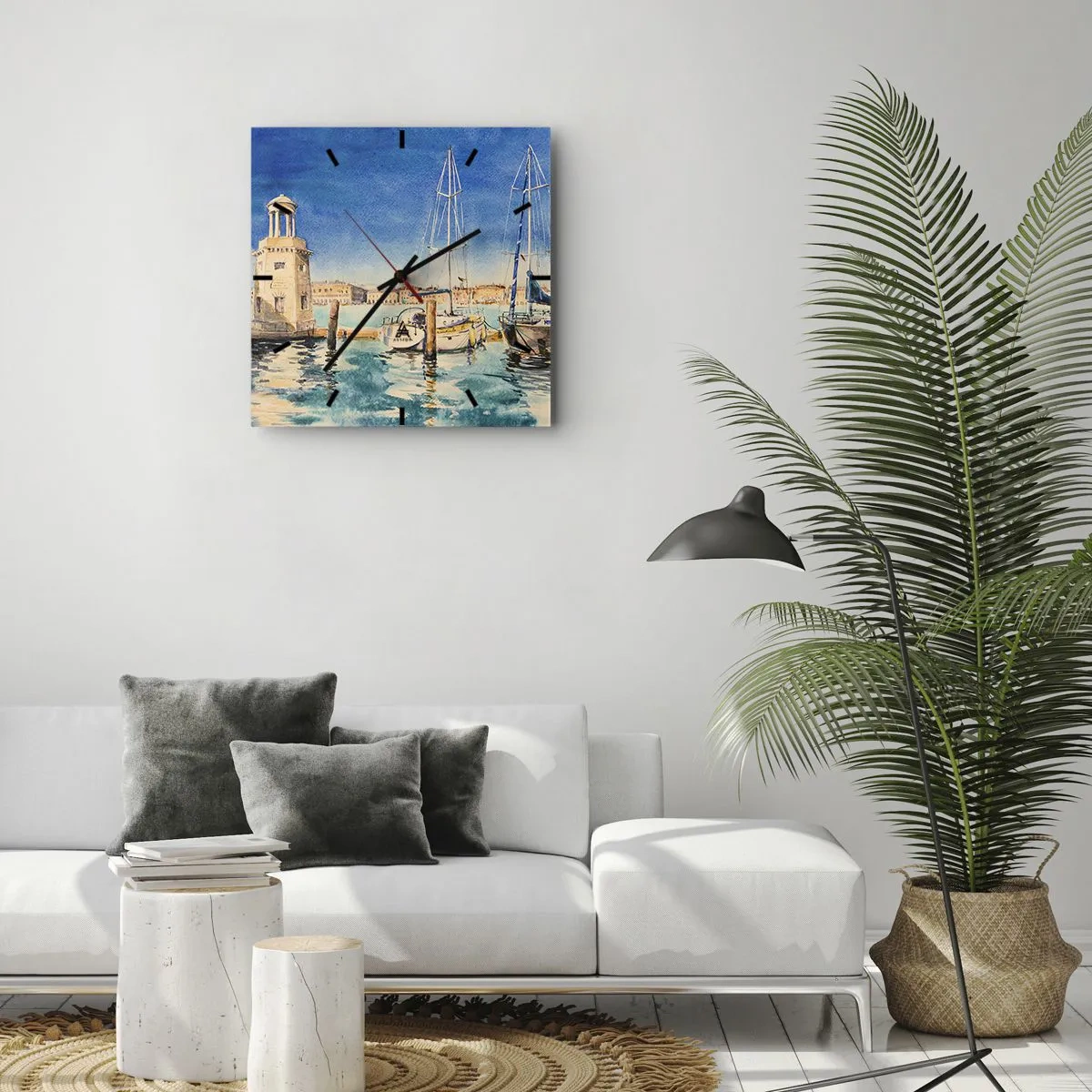 Relógio de parede - Relógio em vidro - Lagoa ensolarada - 40x40 cm