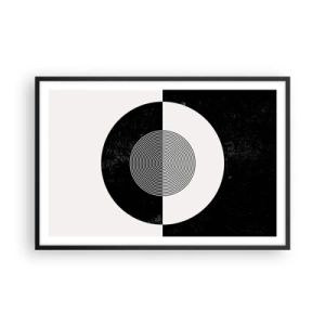 Pôster com moldura preta - Harmonia a preto e branco - 91x61 cm