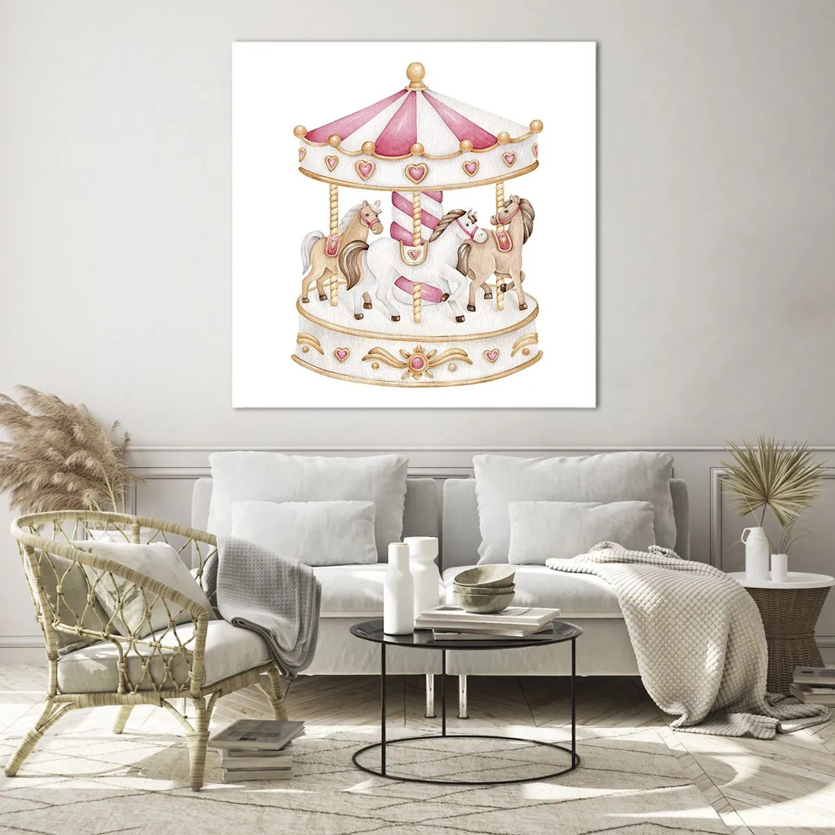 Quadro em vidro - O doce mundo da infância - 40x40 cm