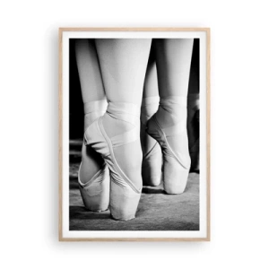 Pôster com moldura de carvalho claro - Juntos, com leveza - 70x100 cm