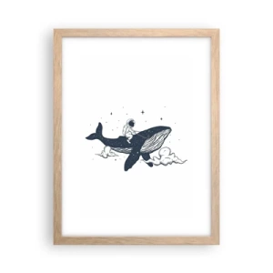 Pôster com moldura de carvalho claro - Aventura espacial - 30x40 cm