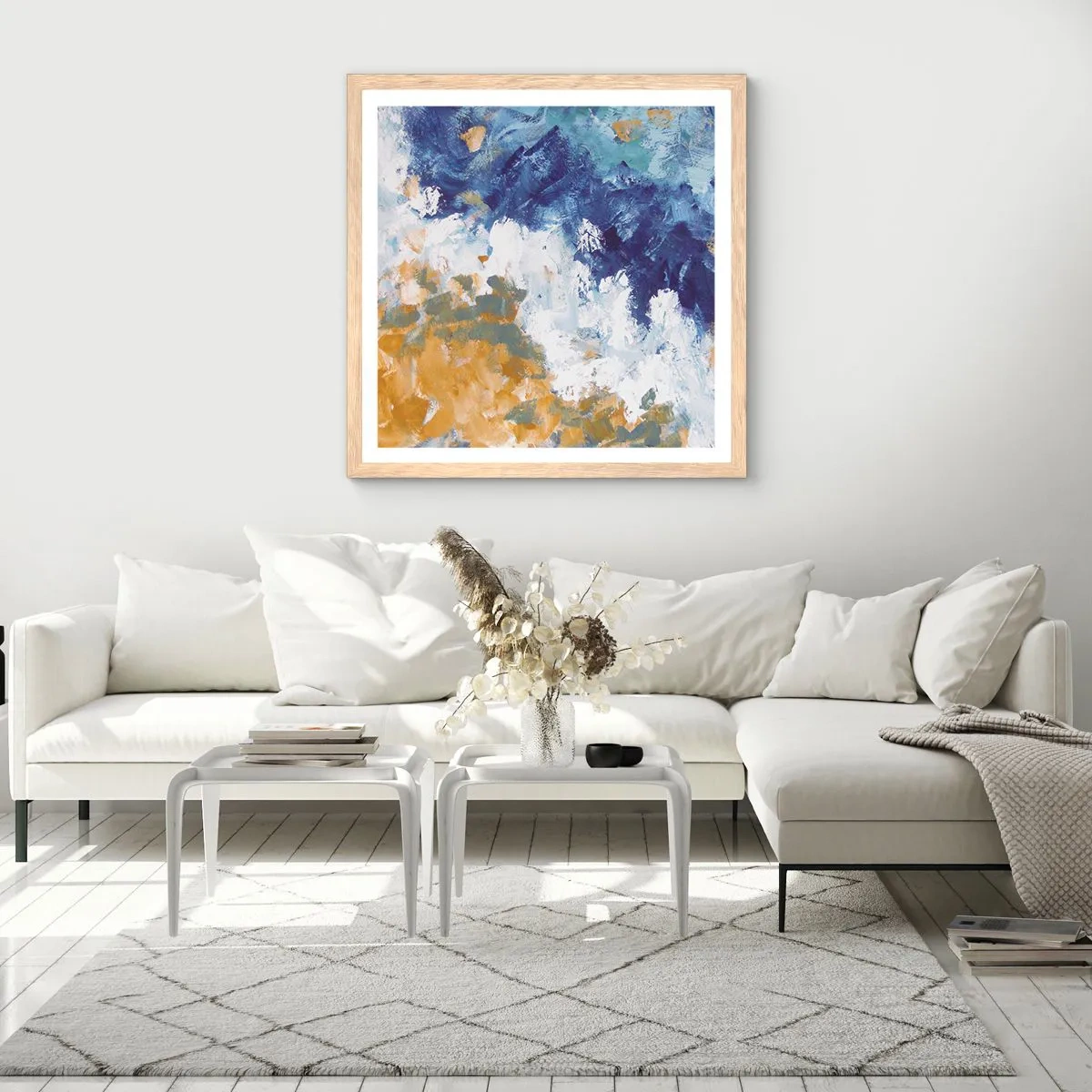 Pôster com moldura de carvalho claro - Dança dos elementos - 60x60 cm