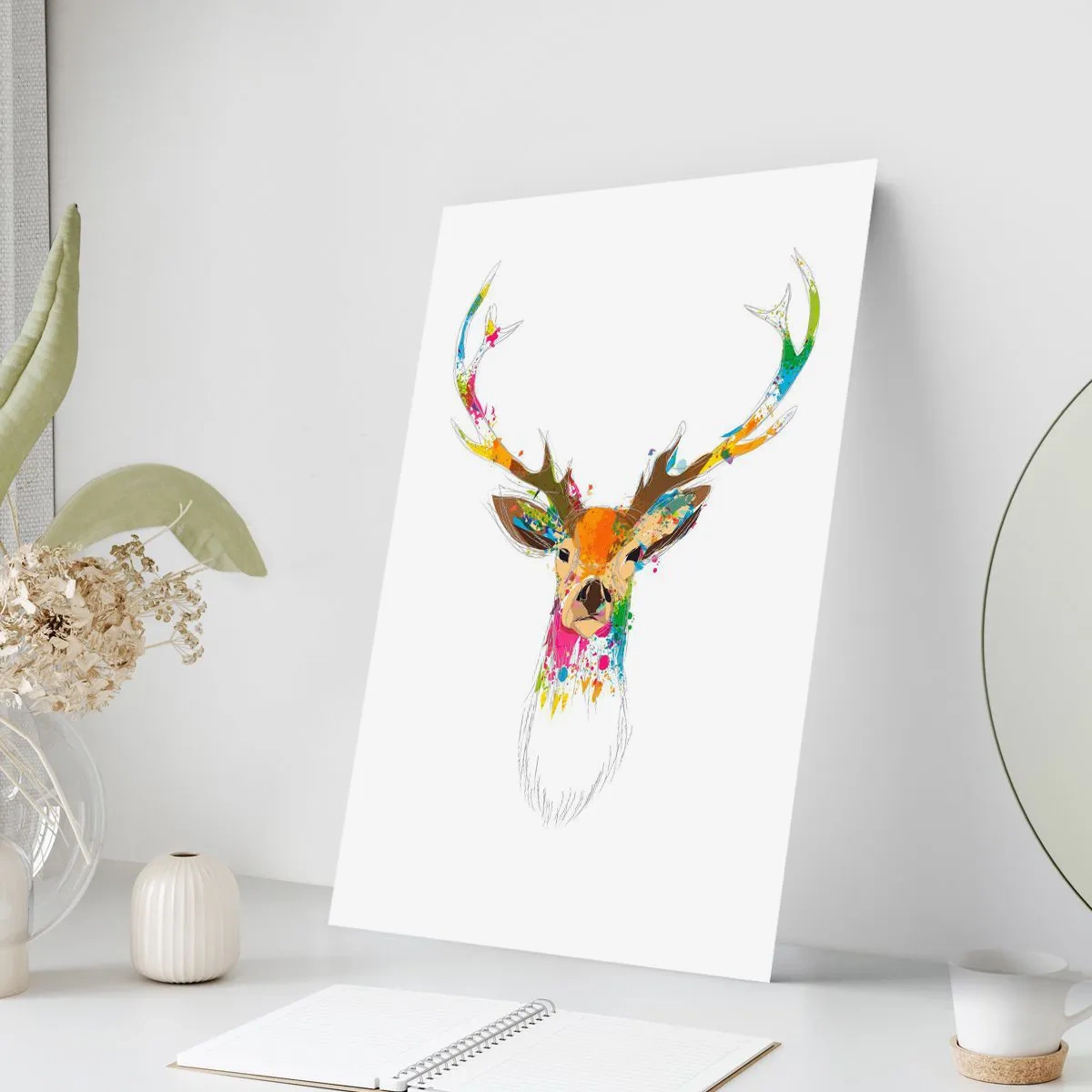 Pôster - Um cervo gentil banhado em cores - 50x70 cm
