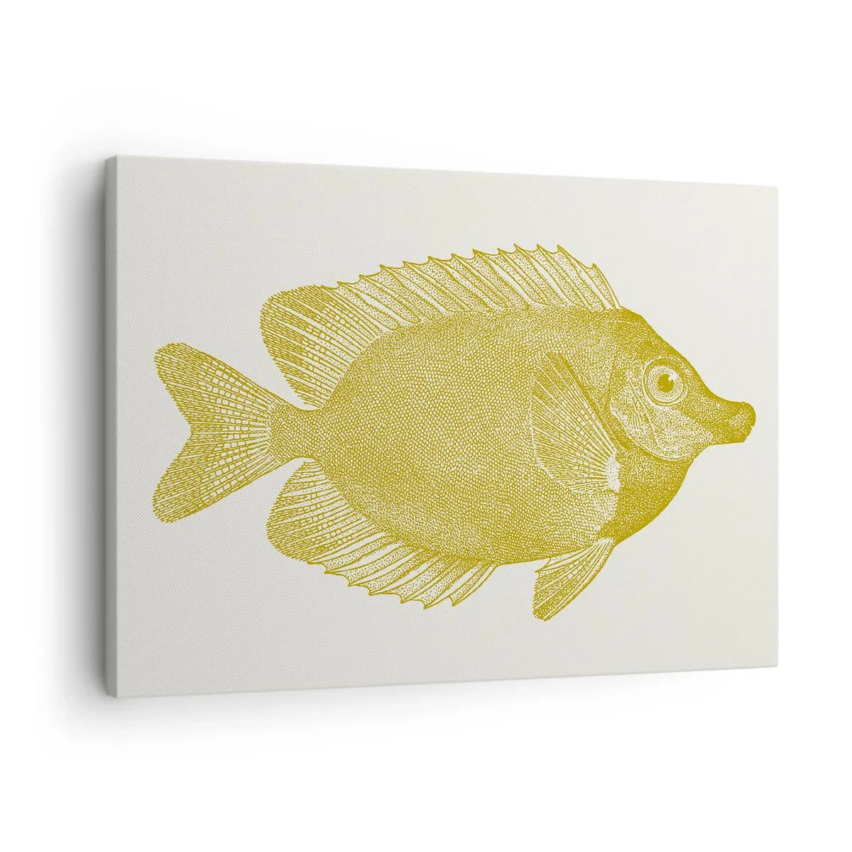 Quadro em tela - Peixinho dourado vintage em um fundo claro - 70x50cm - Peixe e pronto - Decoração de parede moderna para a sala de estar e quarto ARTTOR