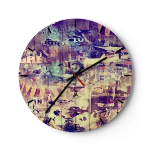 Relógio de parede - Relógio em vidro - Mostrador de relógio com motivo artístico em estilo colagem - 30x30cm - E isso é tudo o que resta - Decoração de parede moderna para a sala de estar, cozinha e quarto ARTTOR