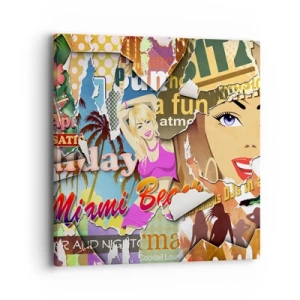 Quadro em tela - Flashbacks das férias - 40x40 cm