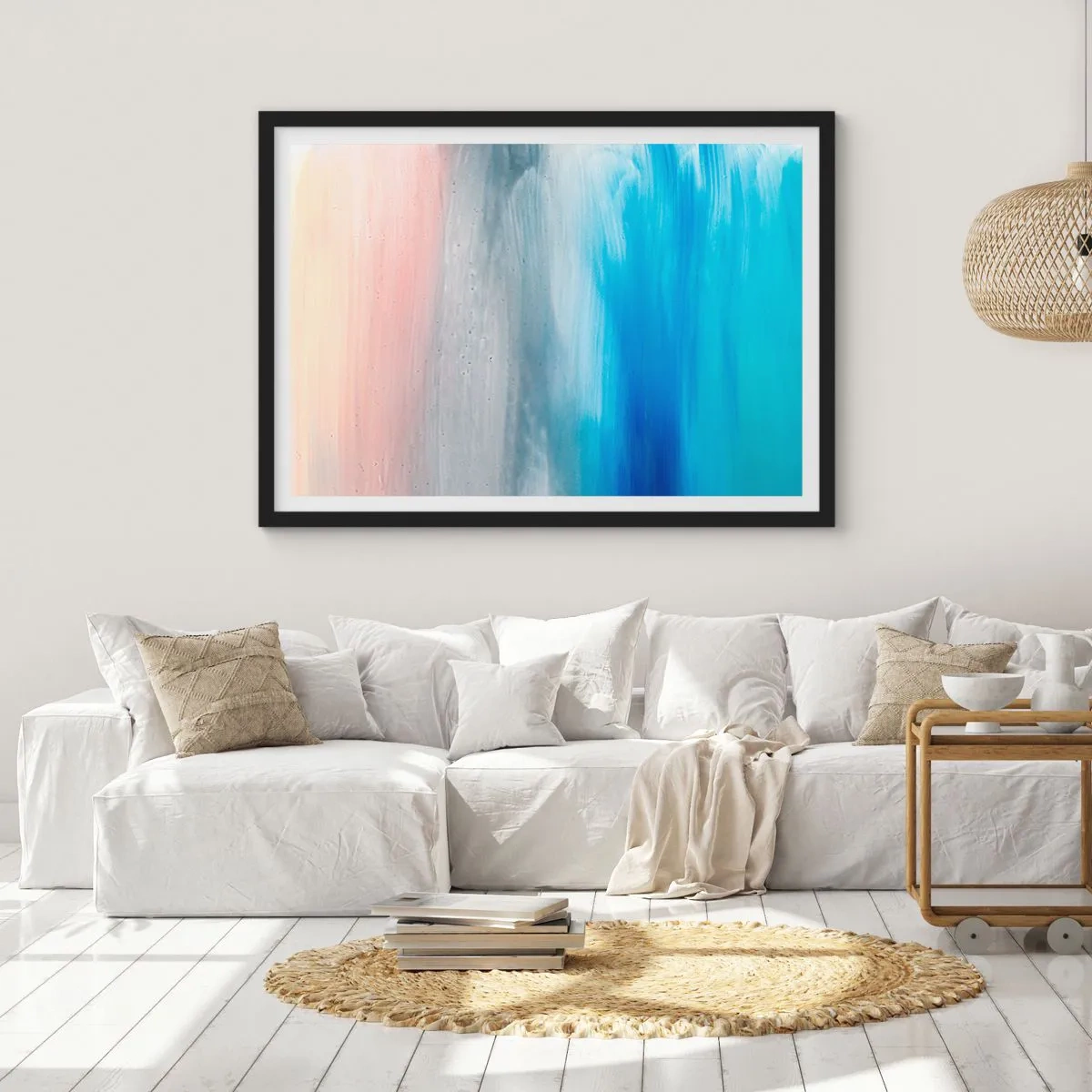 Pôster com moldura preta - Elementos: ar - 100x70 cm