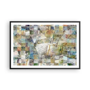 Pôster com moldura preta - Embaralhamento geométrico - 91x61 cm