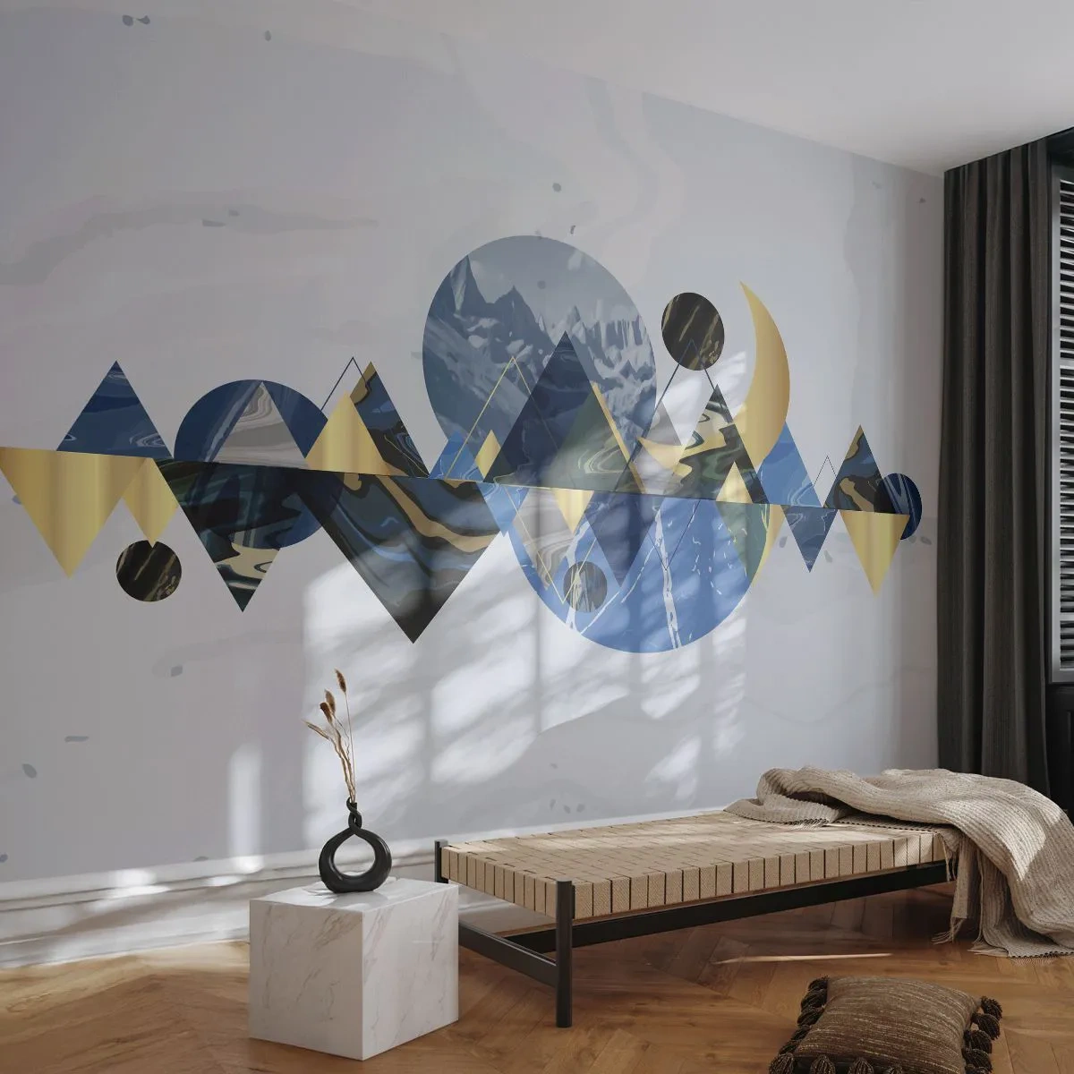 Papel de Parede Autocolante Deluxe Sticker - Paisagem geométrica - Abstração, Montanhas, Pedaço - 350x256 cm