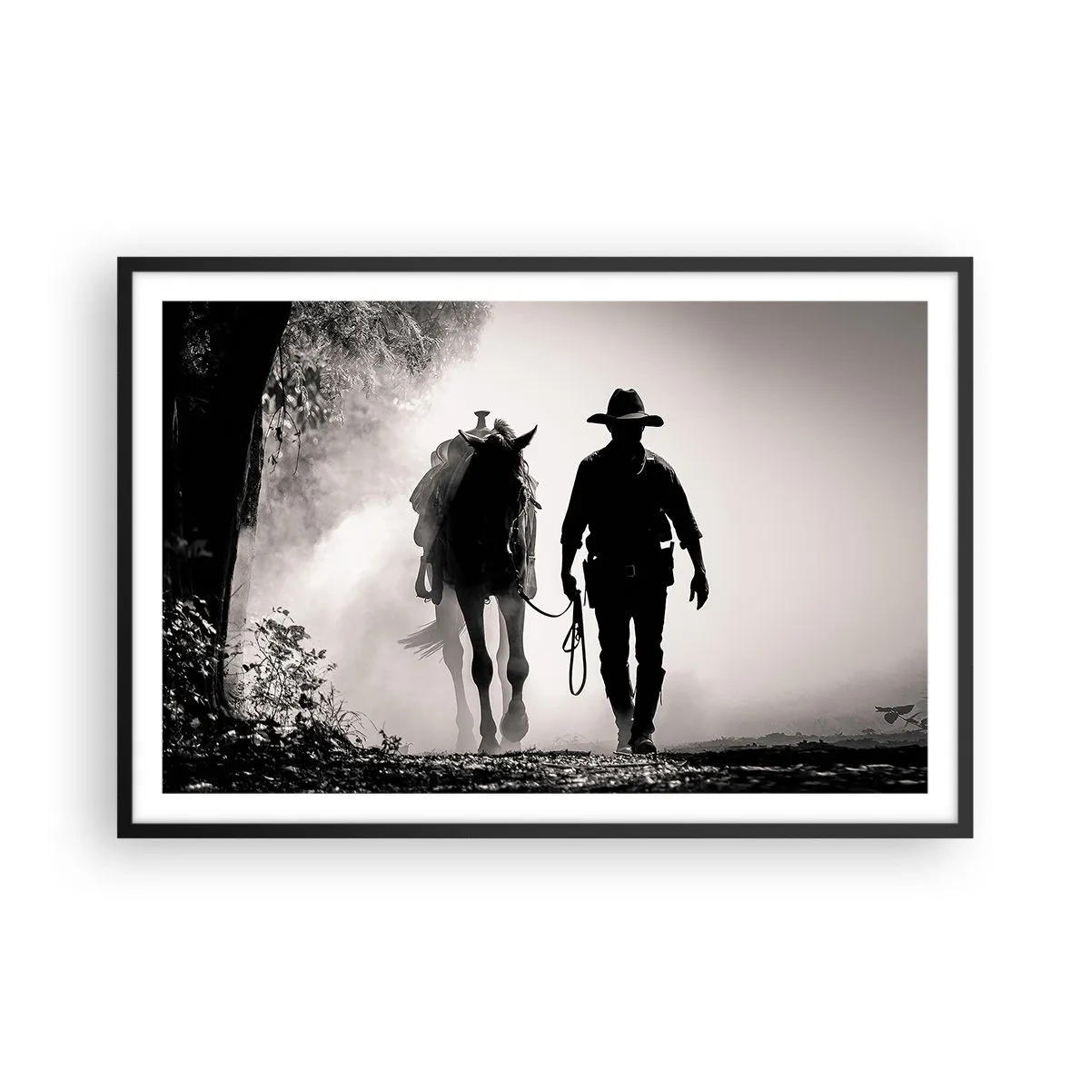 Pôster com moldura preta - Manhã no Texas - 91x61 cm