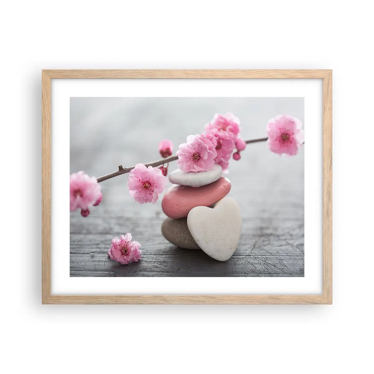 Pôster com moldura de carvalho claro - Flor de cerejeira - 50x40 cm