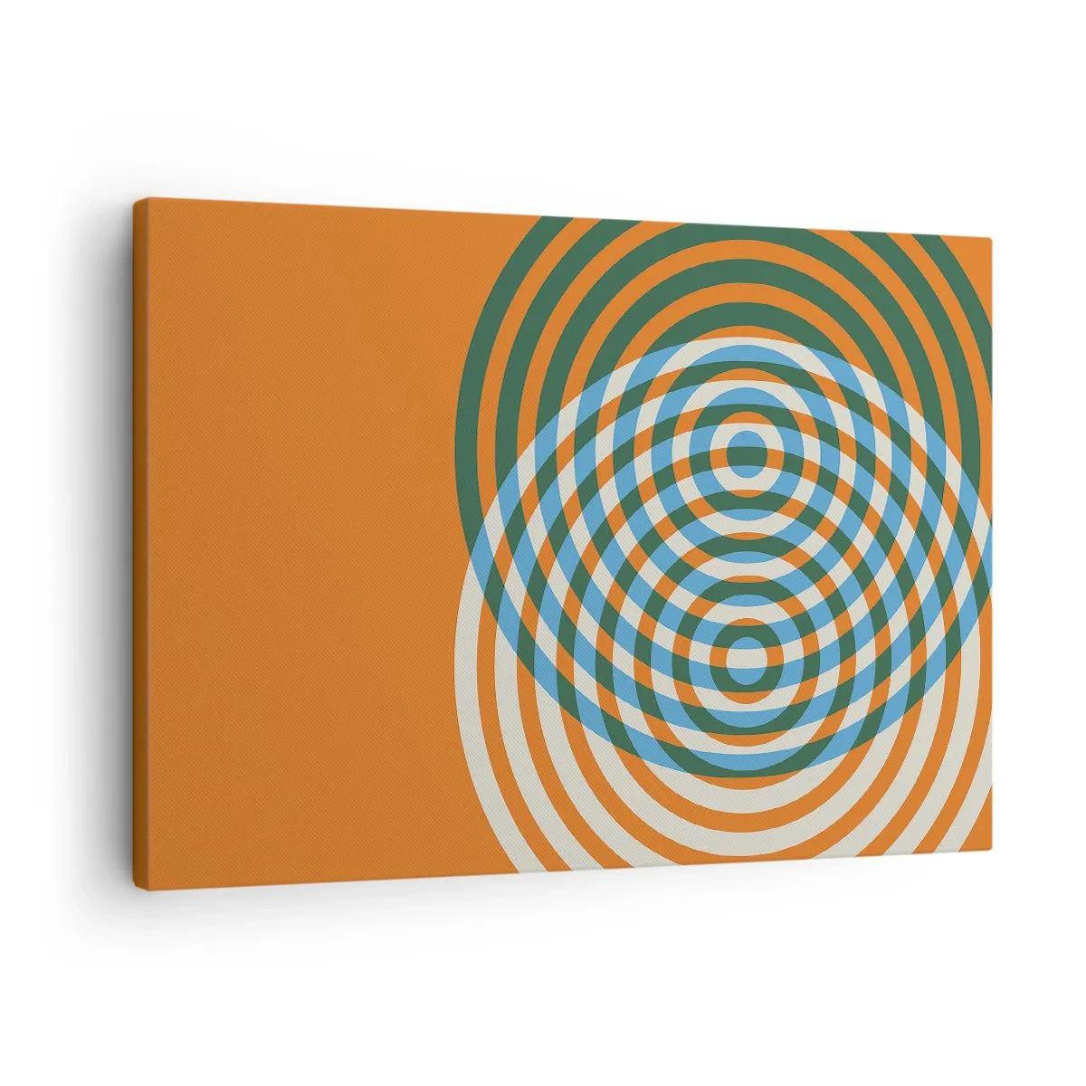Quadro em tela - Círculos concêntricos em um fundo laranja - 70x50cm - Variação circular abstrata - Decoração de parede moderna para a sala de estar e quarto ARTTOR