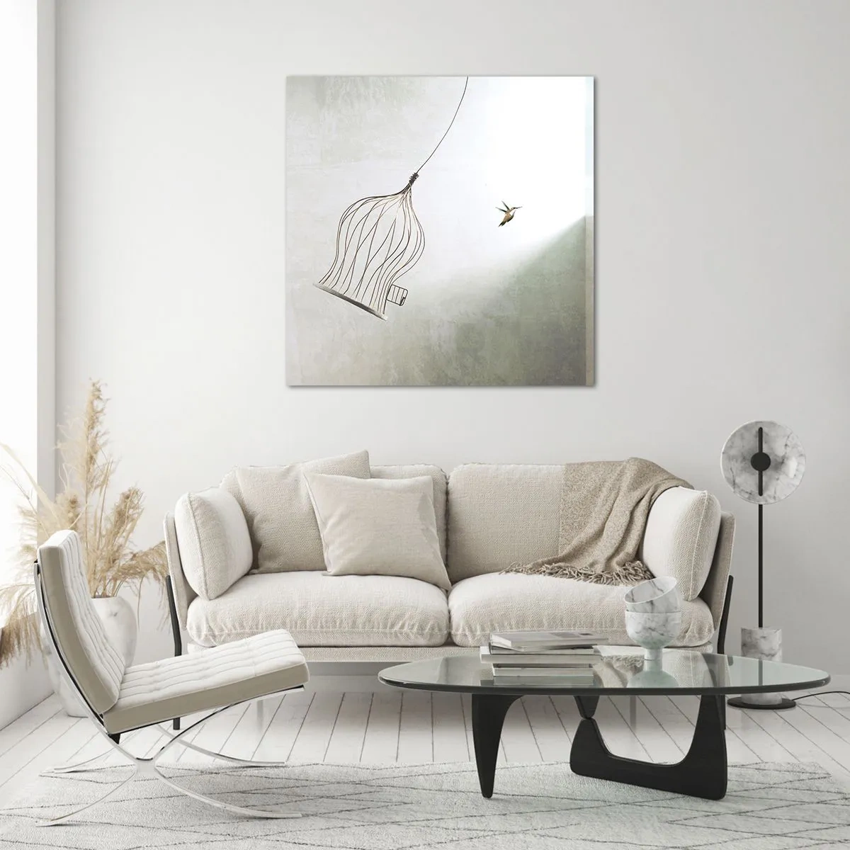 Quadro em vidro - Enfim a liberdade - 70x70 cm