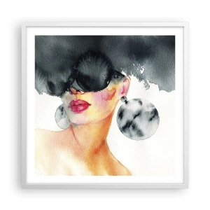 Pôster em moldura branca - O segredo da elegância - 60x60 cm