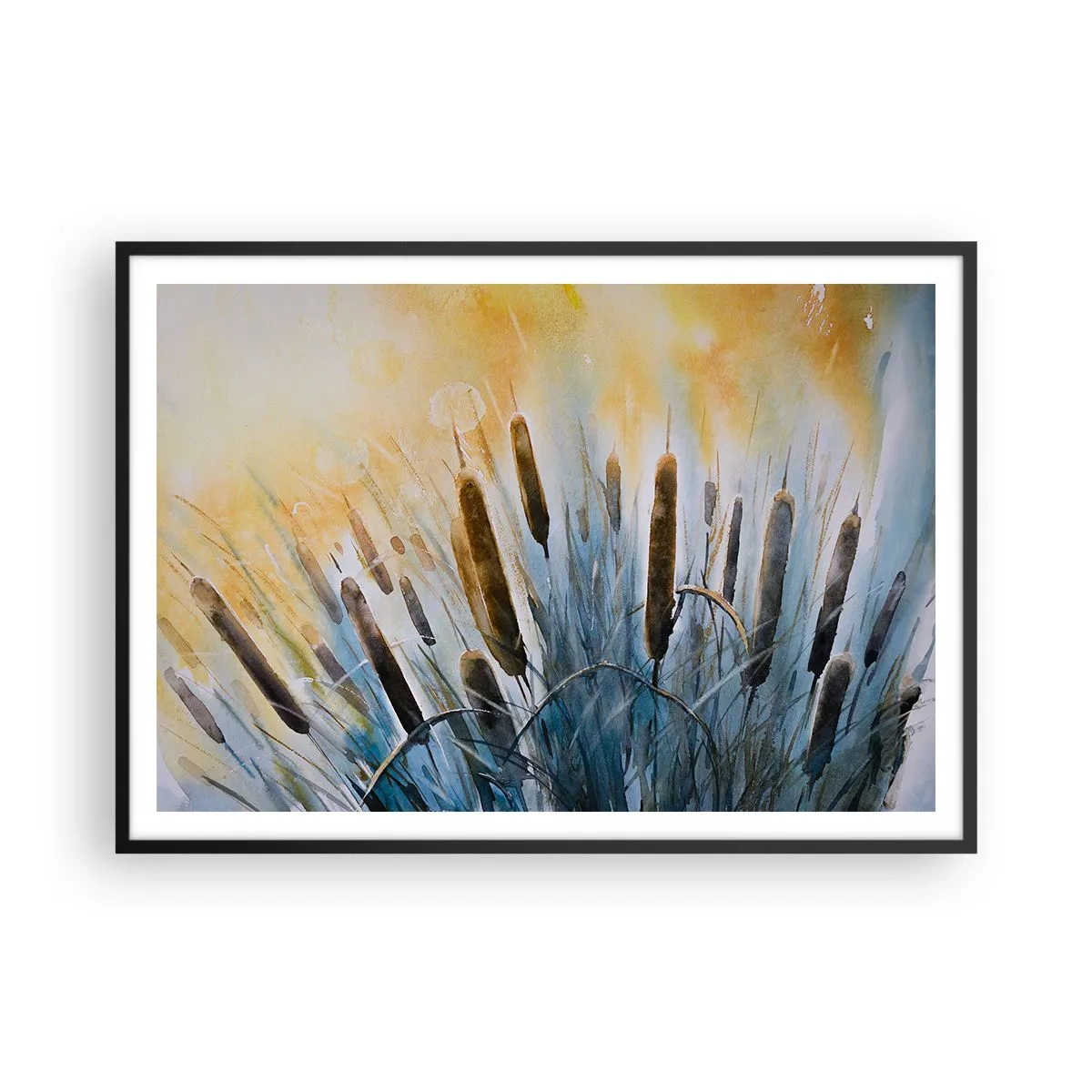 Pôster com moldura preta - O frio da água, o calor do sol - 100x70 cm