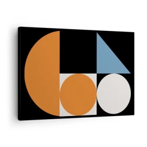 Quadro em tela - Padrão geométrico com formas coloridas em um fundo preto - 70x50cm - Disposição das figuras - Decoração de parede moderna para a sala de estar e quarto ARTTOR