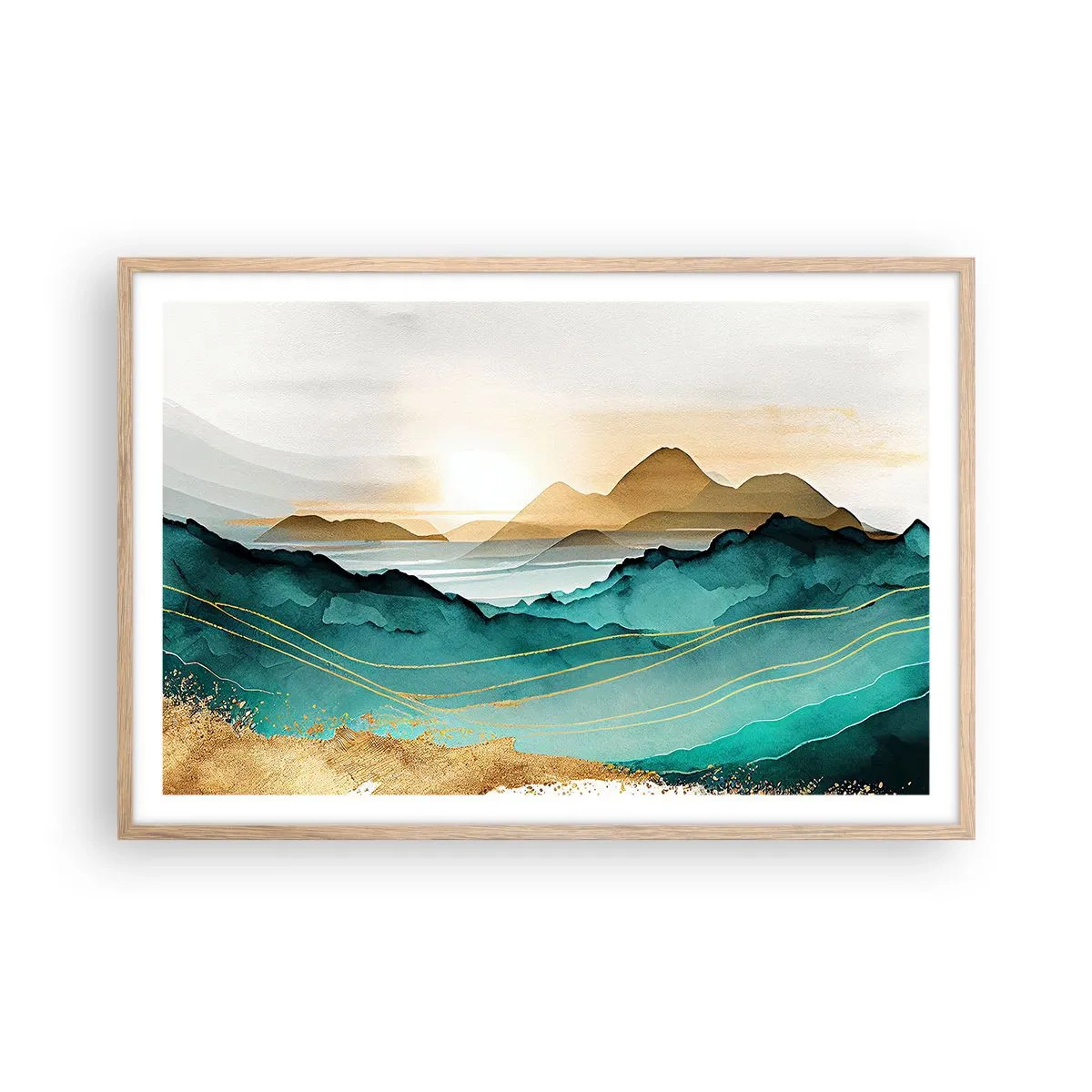 Pôster com moldura de carvalho claro - À beira da abstração – paisagem - 91x61 cm