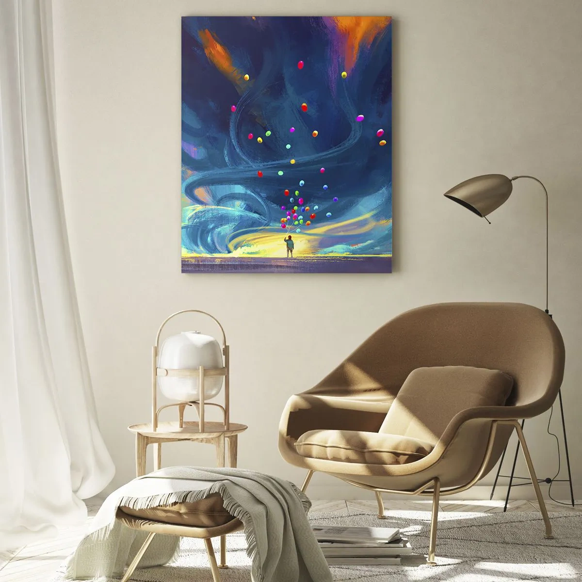 Quadro em vidro - Ao vento azul - 50x70 cm