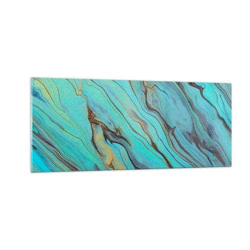 Quadro em vidro - Maré Turquesa - 100x40 cm
