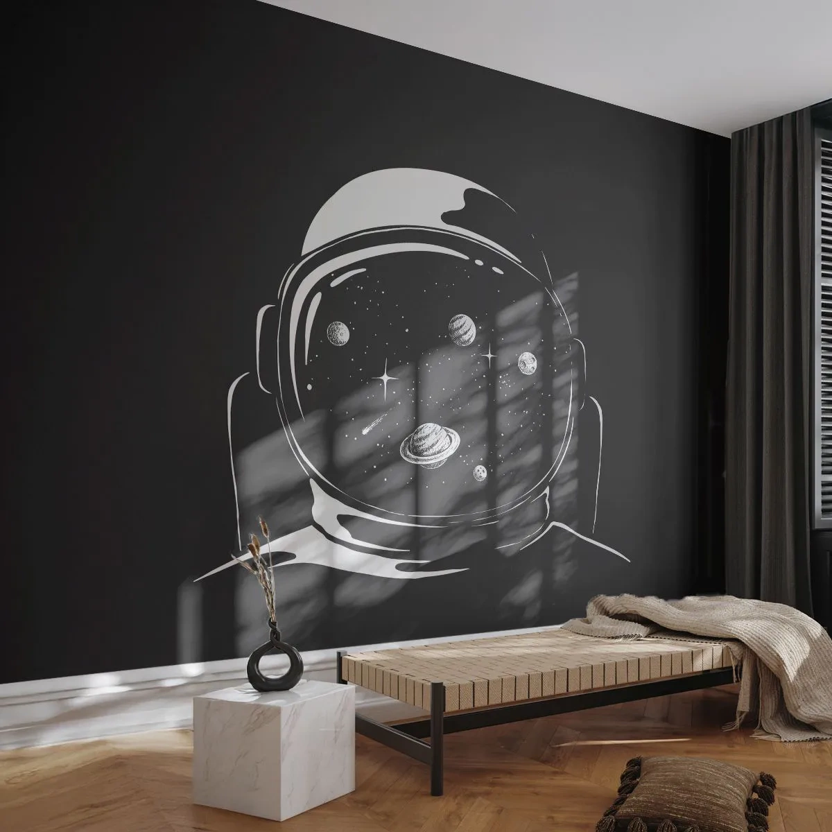 Papel de Parede Premium Sand - Bela Vista - Astronauta, Cosmos, Universo - 100x70 cm