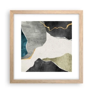 Pôster com moldura de carvalho claro - Composição de mosaico com fio de ouro - 30x30 cm