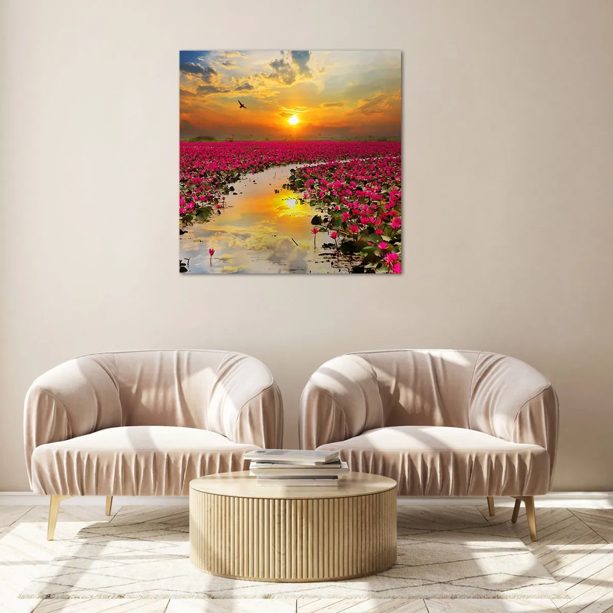 Quadro em vidro - A vida secreta do lago - 60x60 cm