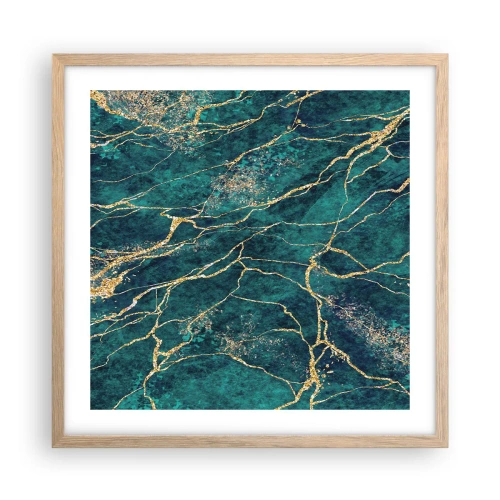 Pôster com moldura de carvalho claro - Veia dourada - 50x50 cm