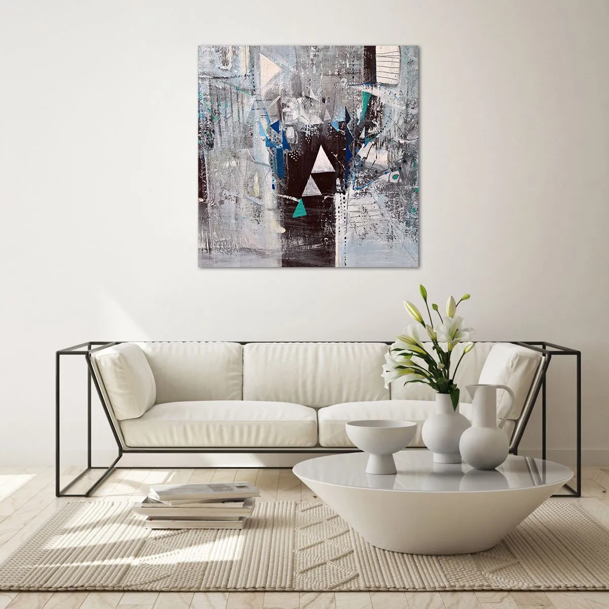 Quadro em vidro - A ordem superior dos triângulos - 60x60 cm