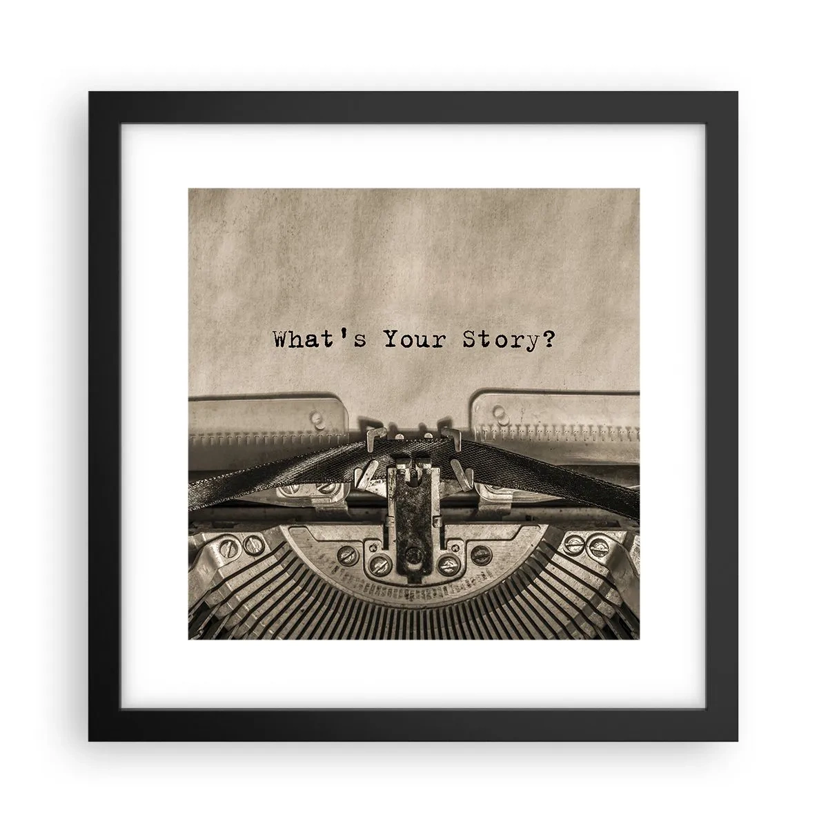 Pôster com moldura preta - Conta-me - 30x30 cm