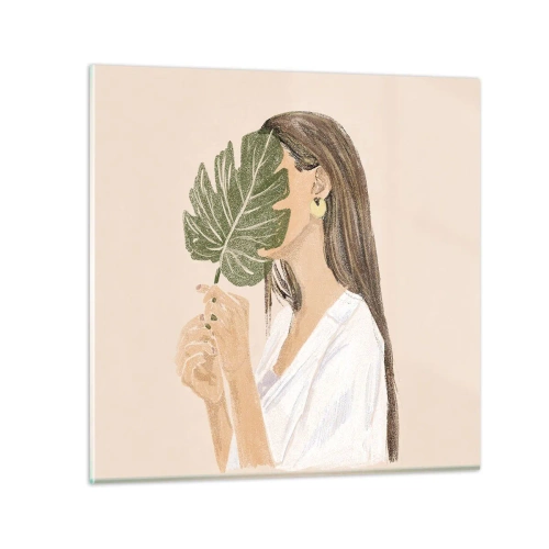 Quadro em vidro - Retrato misterioso com uma adepta - 70x70 cm