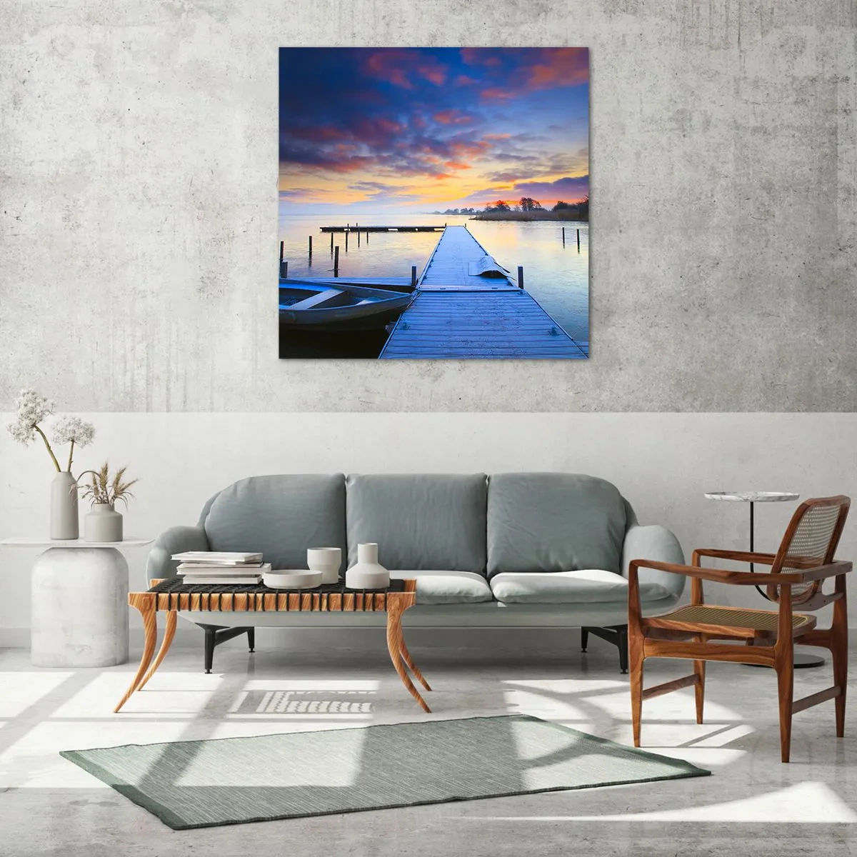 Quadro em vidro - Paz violeta-dourada - 40x40 cm