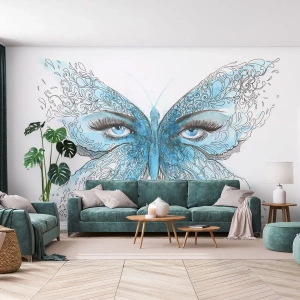 Papel de Parede Premium Canvas - Borboleta eros - Abstração, Borboleta, Olhos Femininos - 350x256 cm