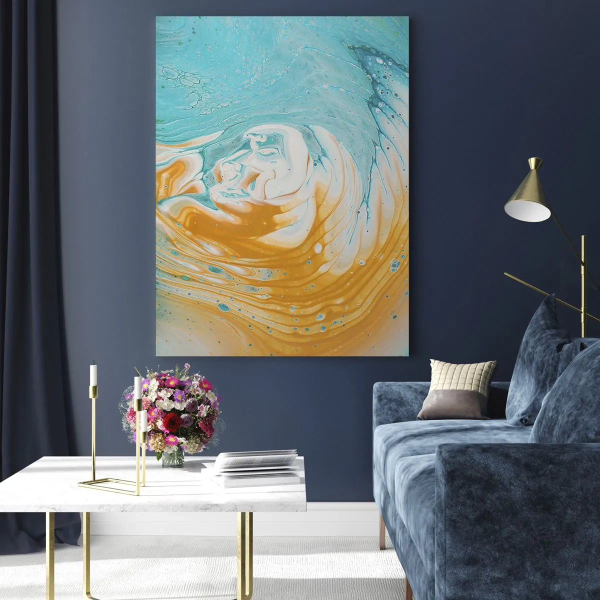 Quadro em vidro - Vórtice em pastel - 50x70 cm