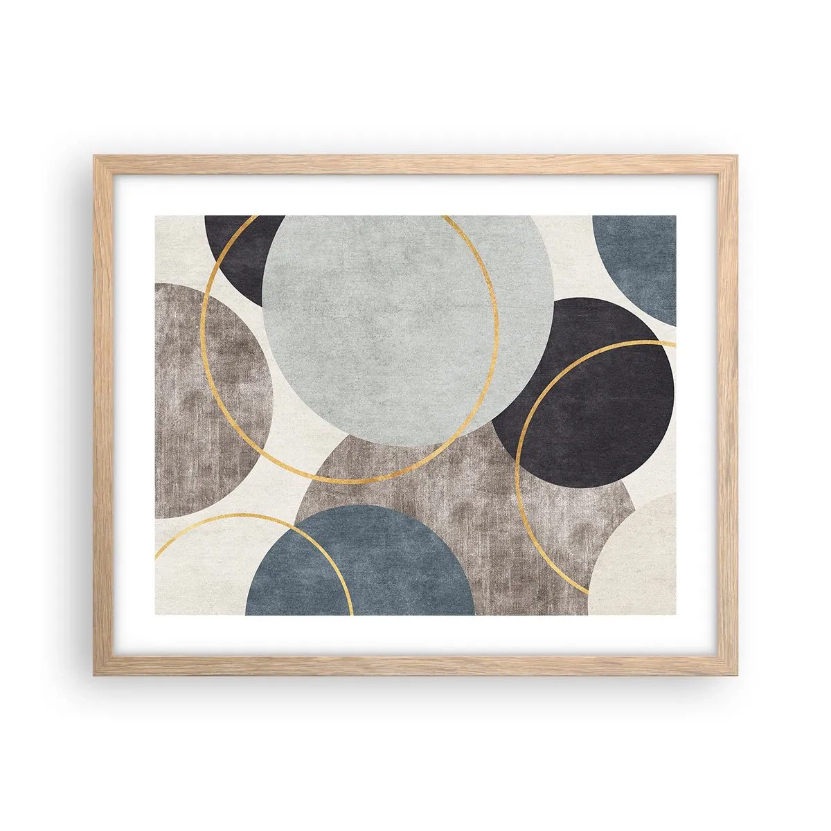 Pôster com moldura de carvalho claro - Roda por roda - 50x40 cm