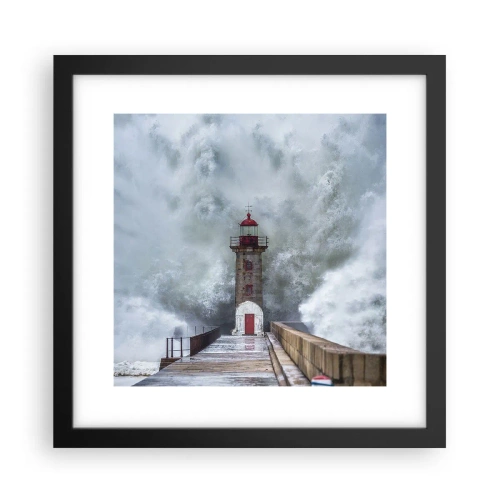Pôster com moldura preta - O rugido das águas, o som do vento - 30x30 cm