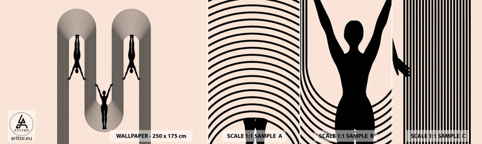 Amostra de Papel de Parede Standard Eco - De cabeça para baixo - Surrealismo, Corpo, Ioga - 100x30 cm