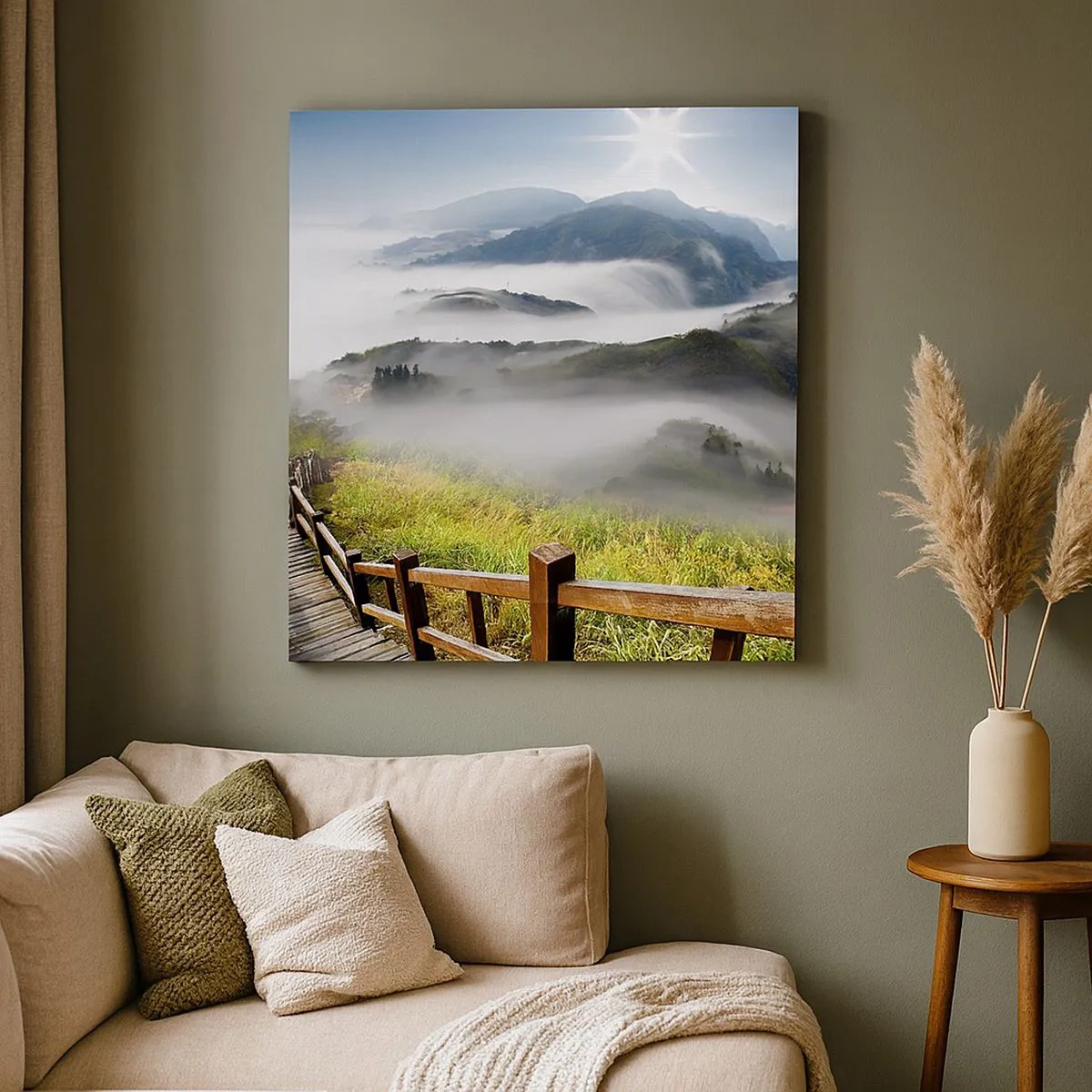 Quadro em tela - Tecido de brilho e névoa - 30x30 cm