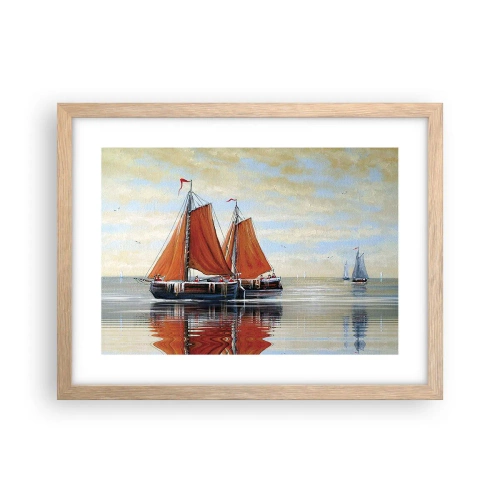 Pôster com moldura de carvalho claro - A velejar, marujo… - 40x30 cm