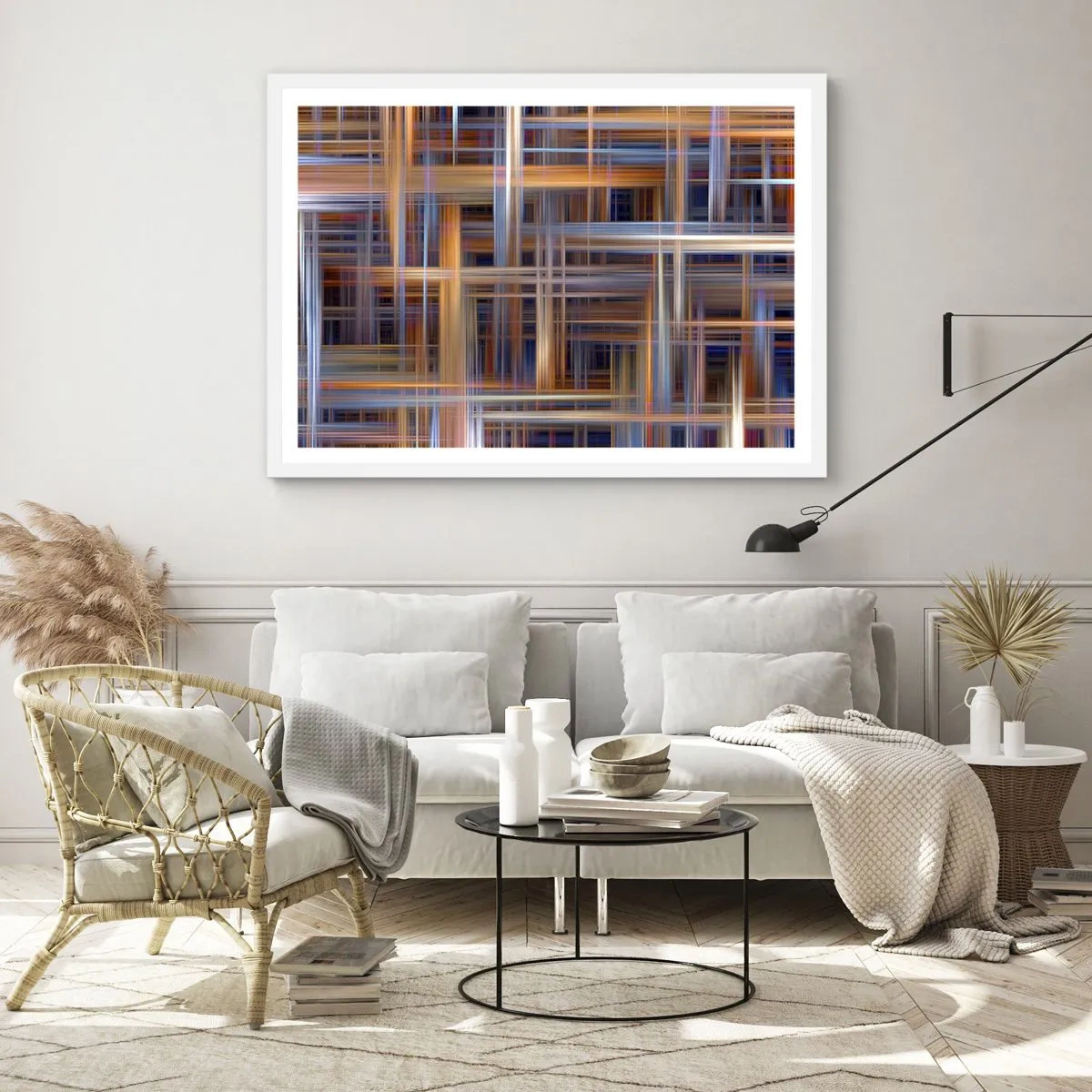 Pôster em moldura branca - Tecido de luz - 91x61 cm