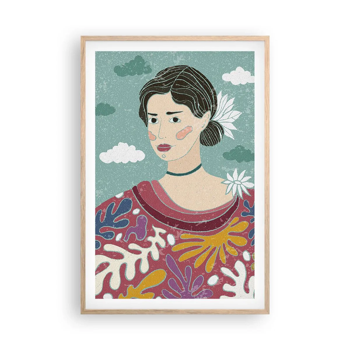 Pôster com moldura de carvalho claro - Com melancolia nos olhos - 61x91 cm