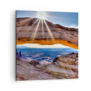 Quadro em tela - Através do portão de pedra - 50x50 cm