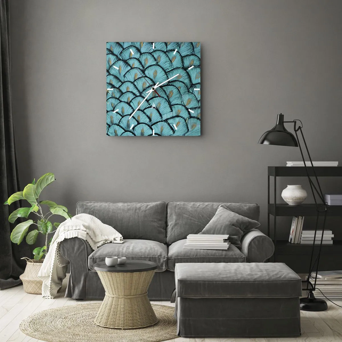 Relógio de parede - Relógio em vidro - A grande gala de penas - 40x40 cm