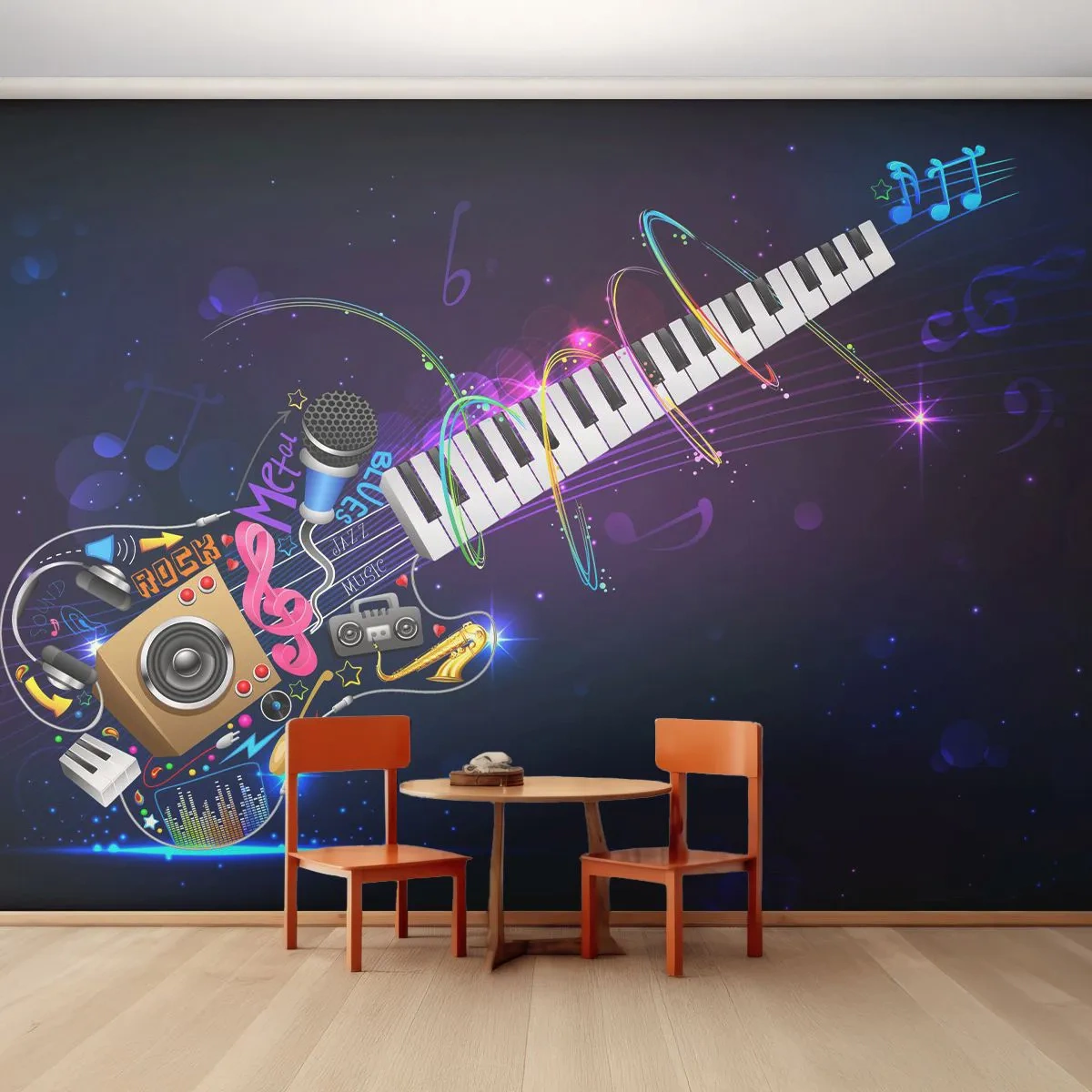 Papel de Parede Autocolante Deluxe Sticker - E está tudo bem - Abstração, Um instrumento musical, Música - 250x175 cm