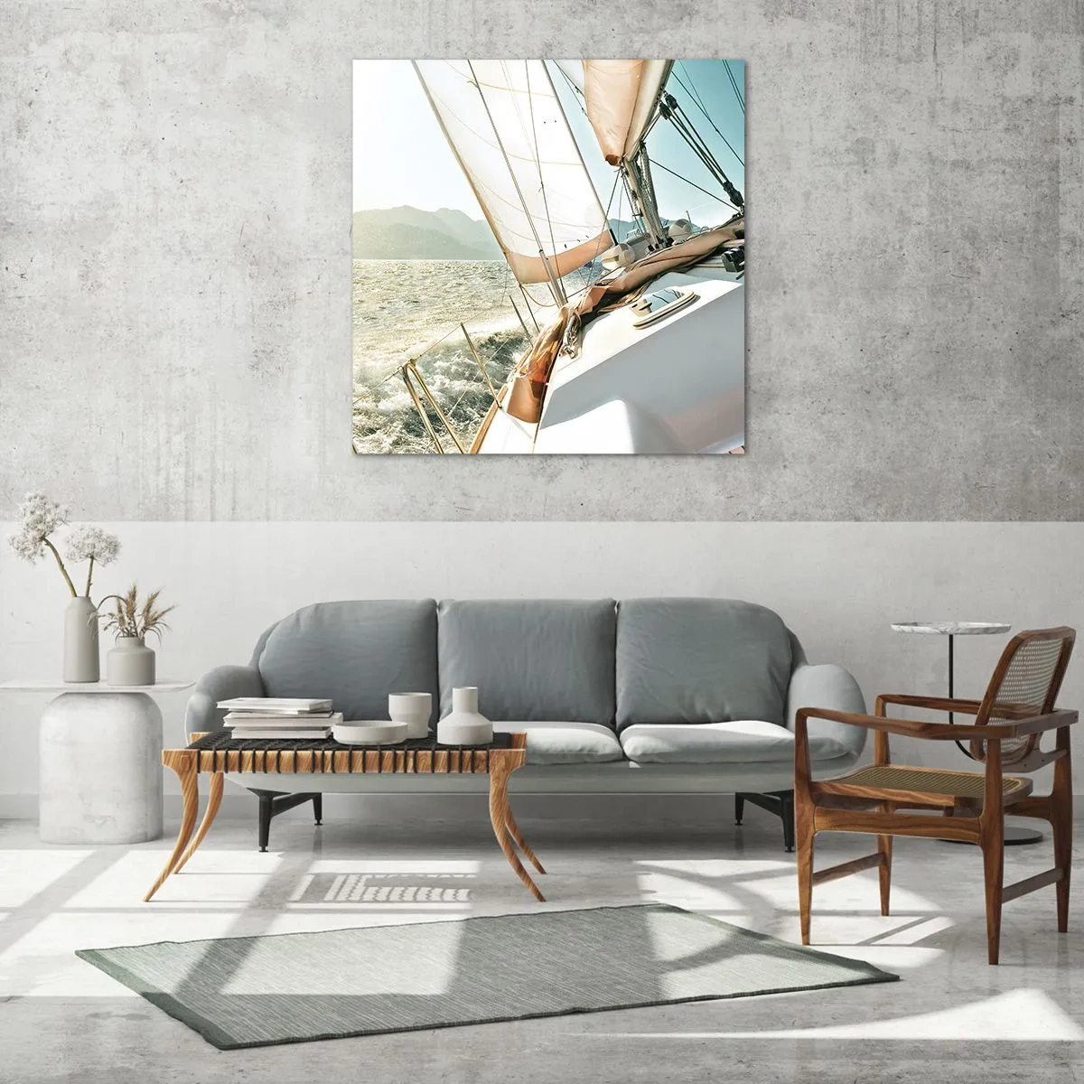 Quadro em vidro - Sob a vela - 40x40 cm