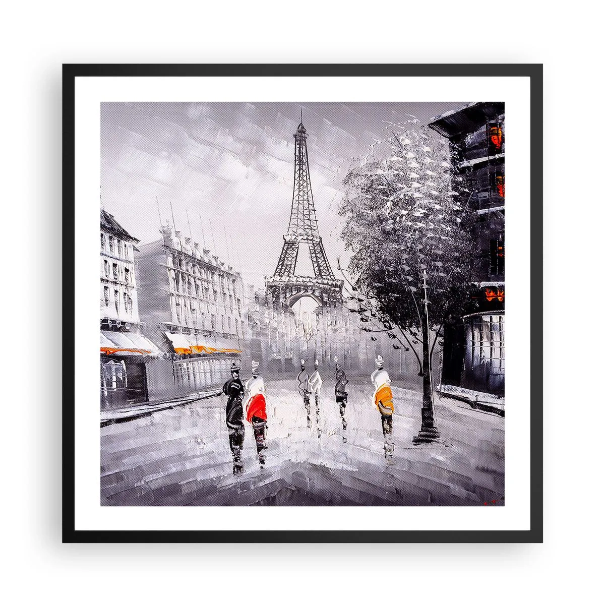 Pôster com moldura preta - Passeio em Paris - 60x60 cm