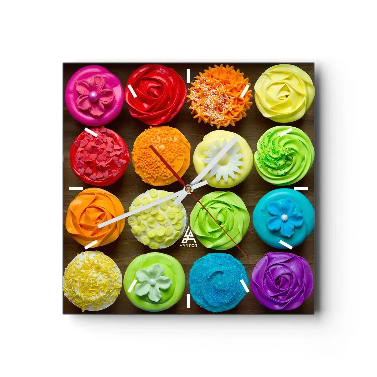 Relógio de parede - Relógio em vidro - Todos diferentes - todos deliciosos - 30x30 cm