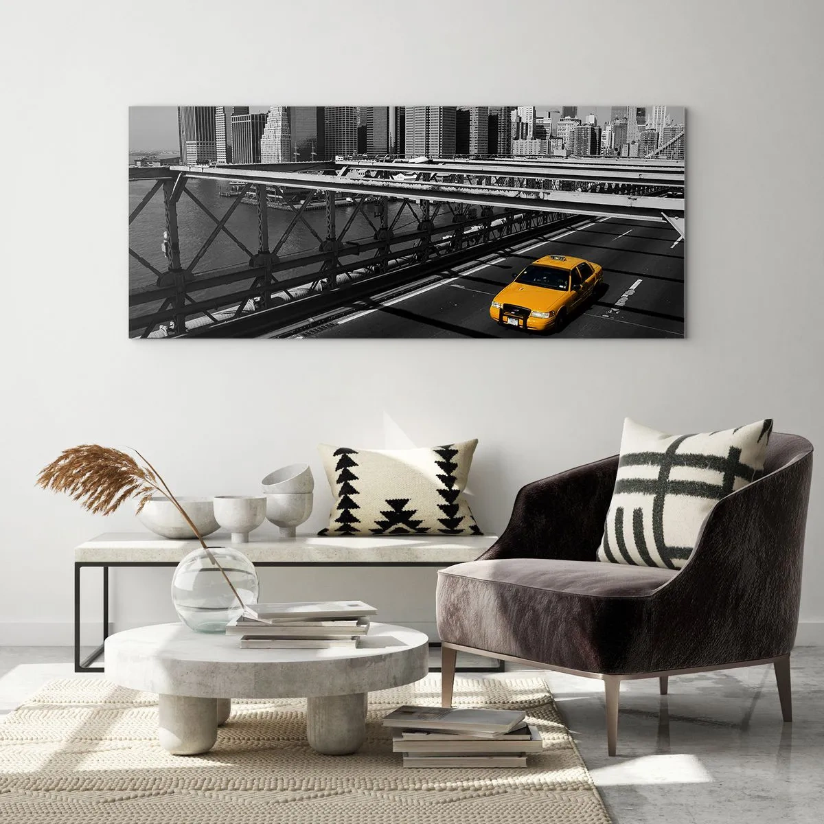 Quadro em vidro - A cor da cidade grande - 90x30 cm