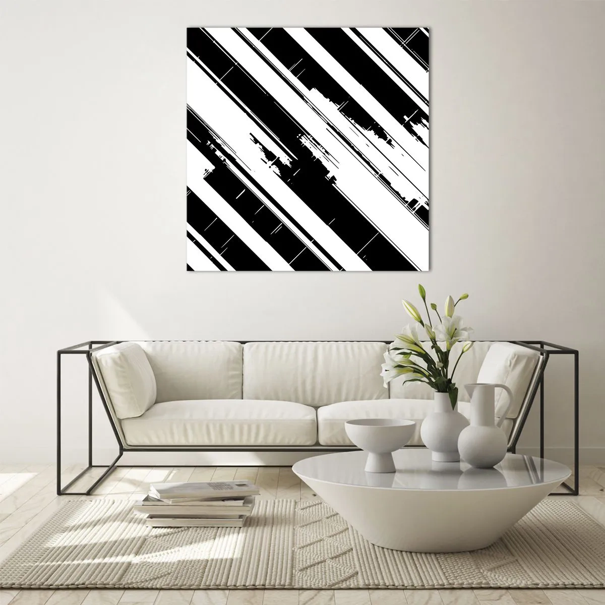 Quadro em vidro - Uma composição intensa e dinâmica - 60x60 cm