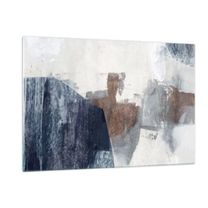 Quadro em vidro - Formas azuis e marrons - 120x80 cm